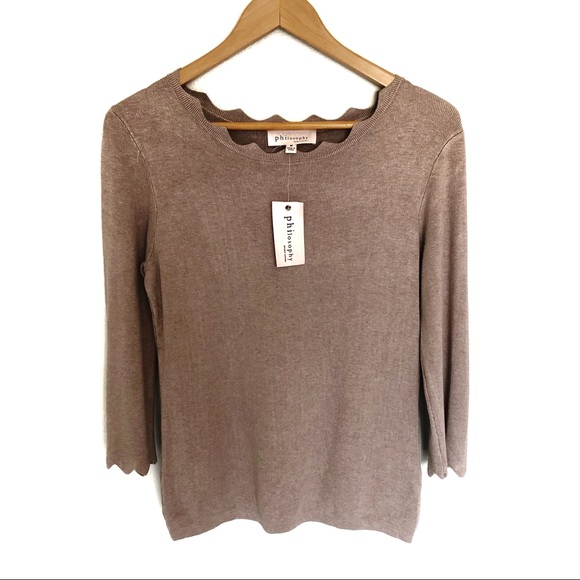 Philosophy Sweaters - Philosophy Scallop Neckline Lightweight Sweater